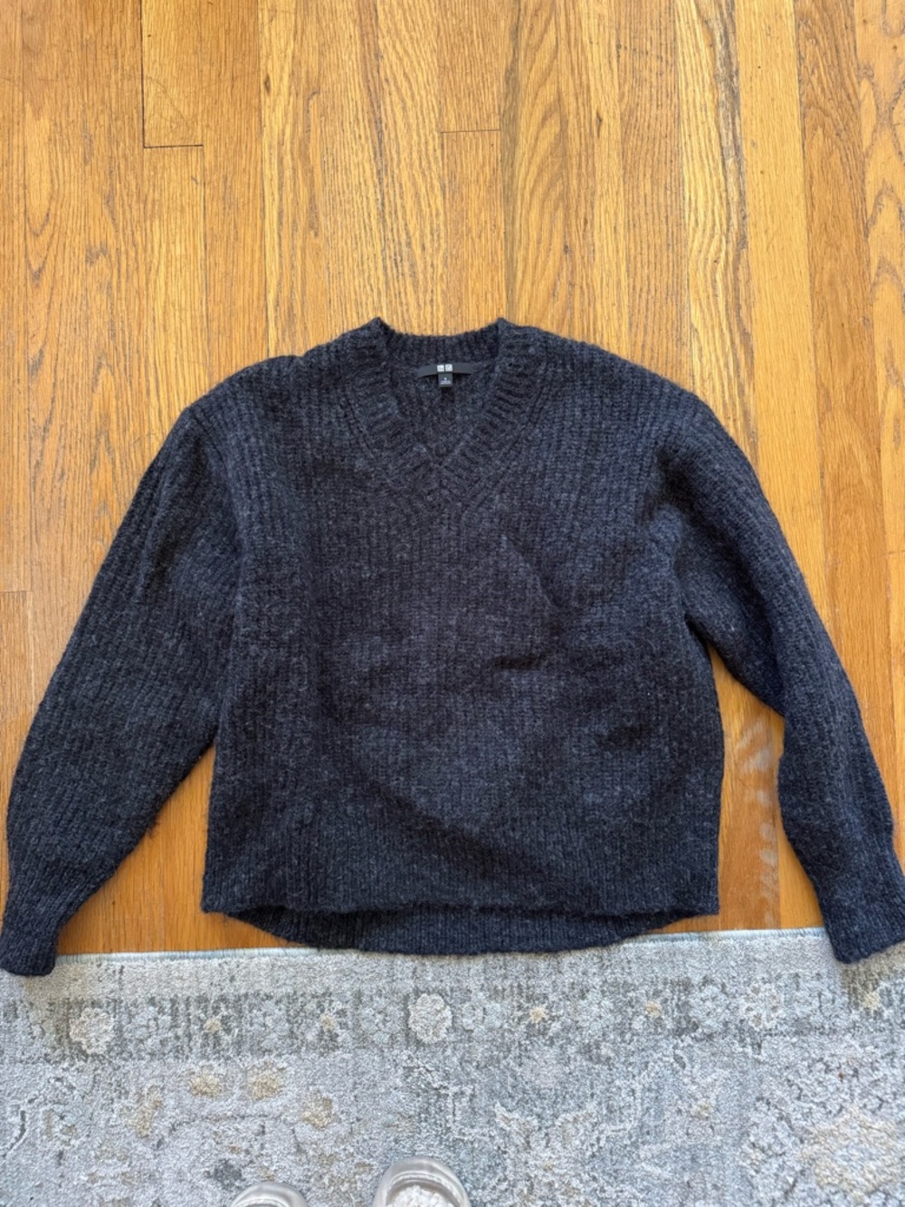 Uniqlo Dark Charcoal V-Neck Sweater